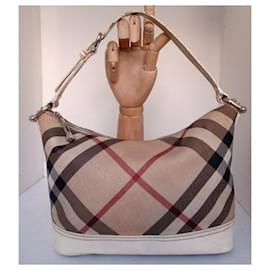 Burberry-Sac à carreaux Burberry tartan bag-Blanc,Beige