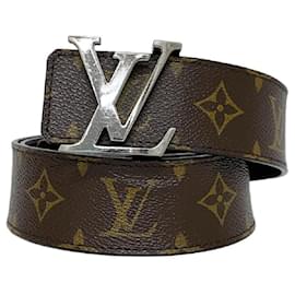 Louis Vuitton-[Used] Louis Vuitton Belt Saint-Hul LV Initiative Monogram M9821 Brown Black Silver Metal Fittings-Brown