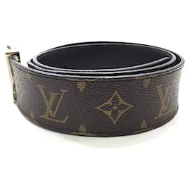 Louis Vuitton-[Used] Louis Vuitton Belt Saint-Hul LV Initiative Monogram M9821 Brown Black Silver Metal Fittings-Brown