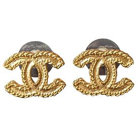 Chanel CC 12Boucles d'oreilles Logo P jaune doré mat Doré