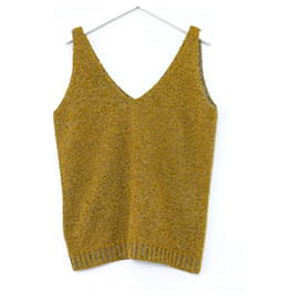 Prada-Prada AW15 Golden Mustard Cashmere/Silk Knitted Vest-Mustard