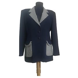 Escada Margaretha Ley Blue Wool Blazer Blue