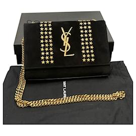 Yves Saint Laurent Black Suede Star Studded Kate Nero