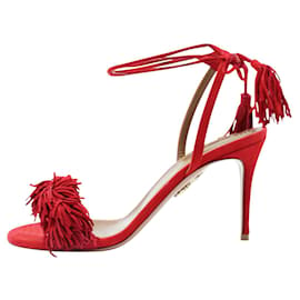 Aquazzura-Red Suede Sandals -Red