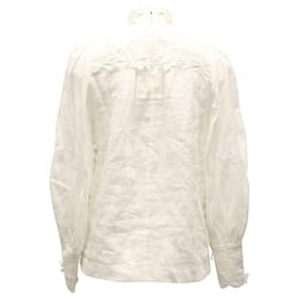 Zimmermann-Blusa manga longa Zimmermann em linho branco-Branco