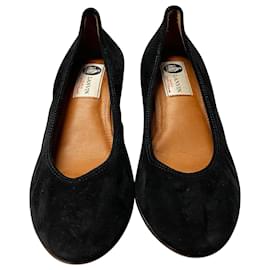 Lanvin-Zapatos de salón con tacón en bloque Lanvin en ante negro-Negro