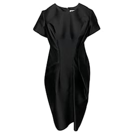 Jil Sander-Abito midi formale Jil Sander a maniche corte in lana nera-Nero