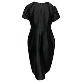 Jil Sander-Jil Sander Short Sleeve Formal Midi Dress in Black Wool-Black