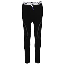 Off White-Aktive nahtlose Leggings für Damen-Schwarz