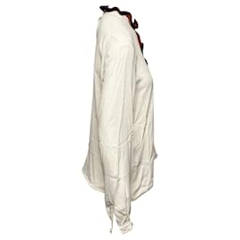 Marni-Marni – Bluse mit Rüschenkragen und Knöpfen in Creme-Acetat-Weiß,Roh
