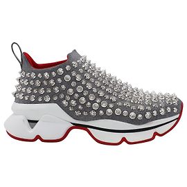 Tênis Christian Louboutin Spike em neoprene cinza Cinza