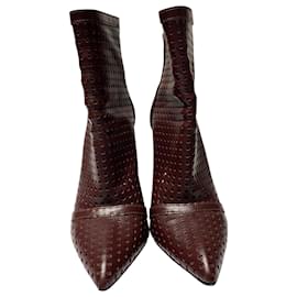 Alexander Wang-Alexander Wang Shelly Perforated Ankle Boots in Burgundy Leather-Dark red