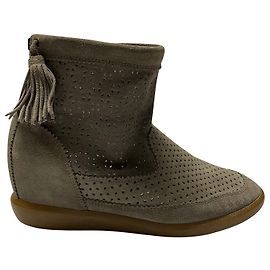 Isabel Marant Basley Tassel Bootie in Grey Suede Grey