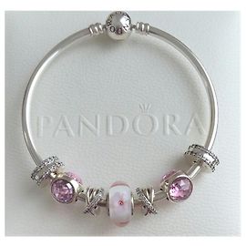 PANDORA Spring - com ouro sem a pulseira Prata Rosa Branco Hardware prateado