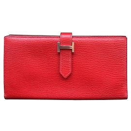 Cartera Hermès Bearn Roja de Cuero Roja