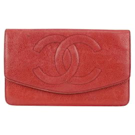 Chanel-Red Caviar CC Logo Timeless Wallet-Other