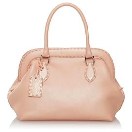 Fendi-Fendi Rose Selleria Sac à main en cuir-Rose
