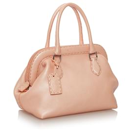 Fendi-Fendi Rose Selleria Sac à main en cuir-Rose