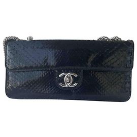 Sac Chanel Timeless en cuir lézard noir Noir