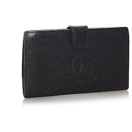 Chanel-Chanel Black CC Caviar Leather Long Wallet-Black