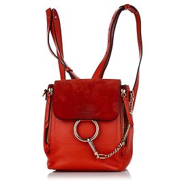 Chloé Chloe Red Mini Faye Leather Backpack Red