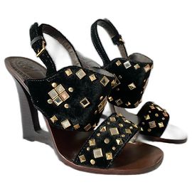 Tory Burch Sandales hautes modèle échantillon velours noir Noir
