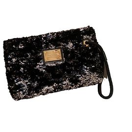 Pochette Louis Vuitton Rococo à sequins noir et doré Noir
