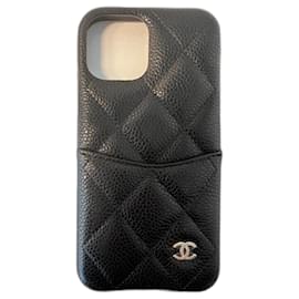 Chanel-CHANEL Timeless iPhone 12 / 12 Pro / 13 / 13 Pro Case-Black,Dark red