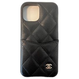 CHANEL Timeless iPhone 12 Case Black Dark red