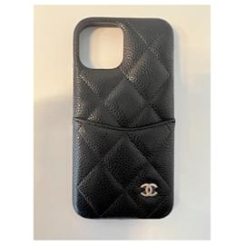 Chanel-CHANEL Zeitloses iPhone 12 Fall-Schwarz,Bordeaux