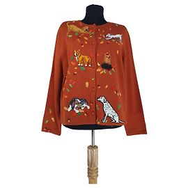 Autre Marque Cardigan Michael Simon Algodão Rami Bordado de Cães Tamanho L Multicor