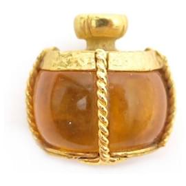 BROCHE VINTAGE YVES SAINT LAURENT METAL DORADO Y CRISTAL AMARILLO PATE BROCHE Dorado