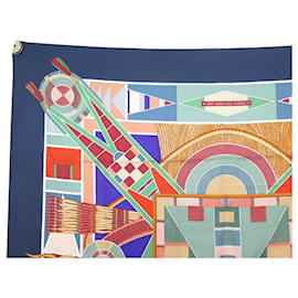 Hermès-NEW HERMES SCARF INDIAN ART OF THE PLAINS CARRE 90 BLUE SILK NEW SILK SCARF-Blue