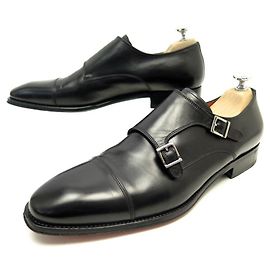 CHAUSSURES SANTONI MOCASSINS BI BOUCLE 9 IT 44 FR  CUIR NOIR + EMBAUCHOIRS Noir