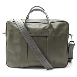 LONGCHAMP BAG 3D L2101773to23 KHAKI LEATHER BRIEFCASE Khaki