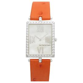 Van Cleef & Arpels VAN CLEEF LADY ARPELS RECTANGLE HH UHR12098 34 M QUARZ GOLD 18K DIAMANTENUHR Silber
