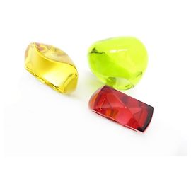 NEUF LOT DE 3 BAGUES BACCARAT TAILLE 53 CRISTAL VERT ROUGE JAUNE NEW RING Multicolore