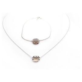 Zadig & Voltaire CONJUNTO DE COLAR ZADIG E VOLTAIRE + PULSEIRA DE PRATA ESTERLINA 925 COLAR DE QUARTZO Prata