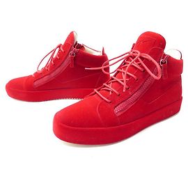 NEUF CHAUSSURES GIUSEPPE ZANOTTI KRISS RU70098 BASKETS 45 DAIM ROUGE SHOES Rouge