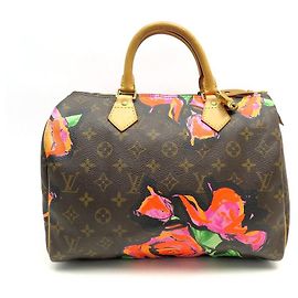 Louis Vuitton bolsa rápida 30 ROSA-M48610 MONOGRAMA LV ROSAS DE STEPHEN SPROUSE Marrom