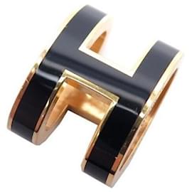 Hermès-HERMES POP H H PENDANT147991FP03 IN GOLD METAL & BLACK LACQUER PENDANT-Black