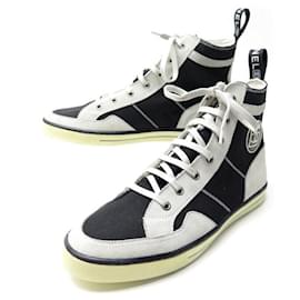 Chanel-NEW CHANEL SHOES BASKETS G25928 8 41 TWO-TONE CANVAS & SUEDE SNEAKERS-Other