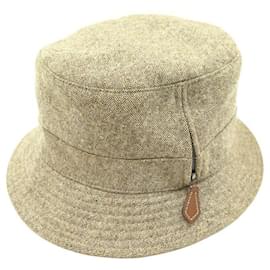 Hermès-MOTSCH HAT FOR HERMES BOB BEIGE SIZE 57 BEIGE COTTON AND SILK HAT-Beige