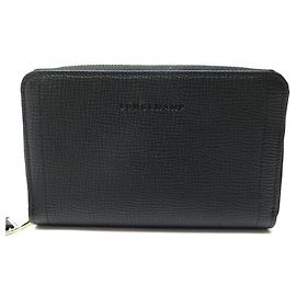 NEW LONGCHAMP MAILBOX WALLET + BLACK LEATHER MEDAL KEY HOLDER WALLET Black