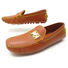Louis Vuitton-LOUIS VUITTON SHOES NOMADE MOCCASIN 38.5 CAMEL LEATHER LOAFERS SHOES-Caramel