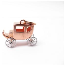 Hermès-HERMES CHARM CALECHE PENDANT IN ROSE GOLD PLATE GOLD CARRIAGE PENDANT-Golden