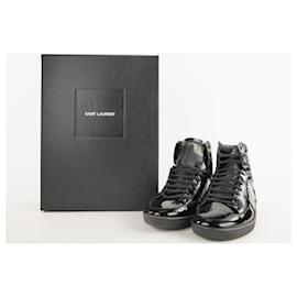Saint Laurent-men's 43 Patent Signature Court Classic High Top Sneaker-Other