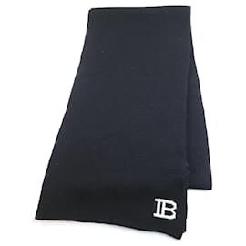 Balmain-[USED] BALMAIN HOMME Monogram Wool Knit Scarf Black-Black