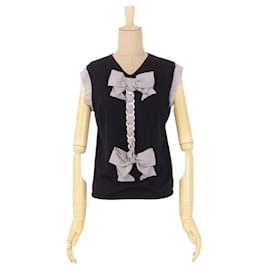 Chanel-[USED] Chanel Knit 07P Tops Ribbon Chain Sleeveless Cashmere Ladies-Black