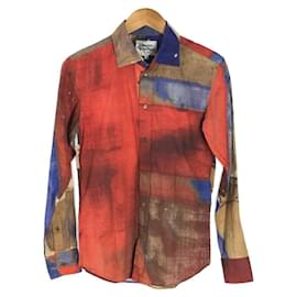 Vivienne Westwood-Vivienne Westwood MAN UNION JACK SHIRT / Long-sleeved shirt / 44 / Cotton / Multicolor / Total pattern / Orb / Embroidery / Union-Multiple colors